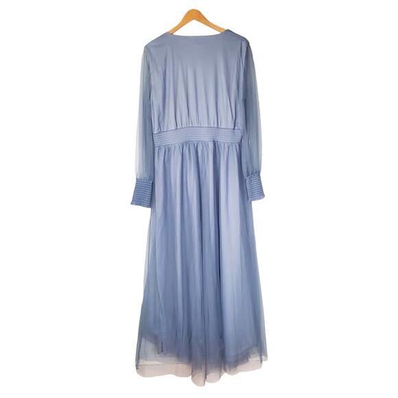 Baltic Born Layla Tulle Maxi Dress Whisper Blue Long Sleeve Plus Size 2XL New - Picture 5 of 15